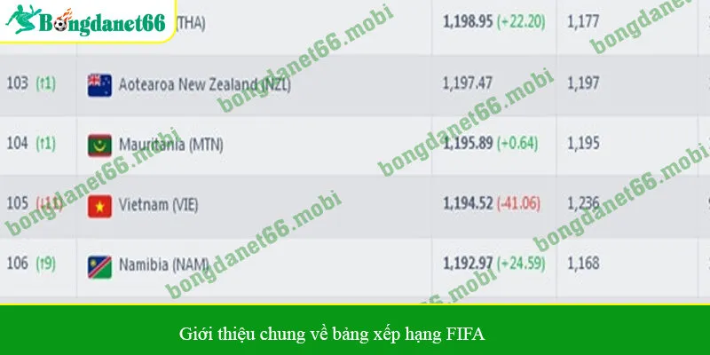 Giới thiệu chung về bảng xếp hạng FIFA