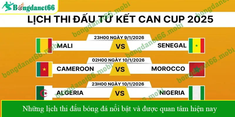 Những lịch thi đấu bóng đá nổi bật và được quan tâm hiện nay
